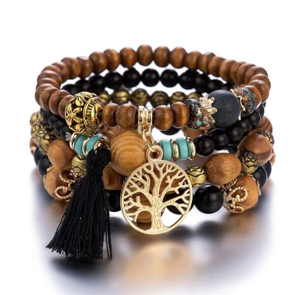 Bohemian Tree Beaded Layered Bracelet - Picture 1 of 1